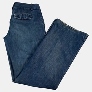 Express Editor Jeans Women's Size 4L Blue Denim Wide Leg Flare Trouser Mid Rise